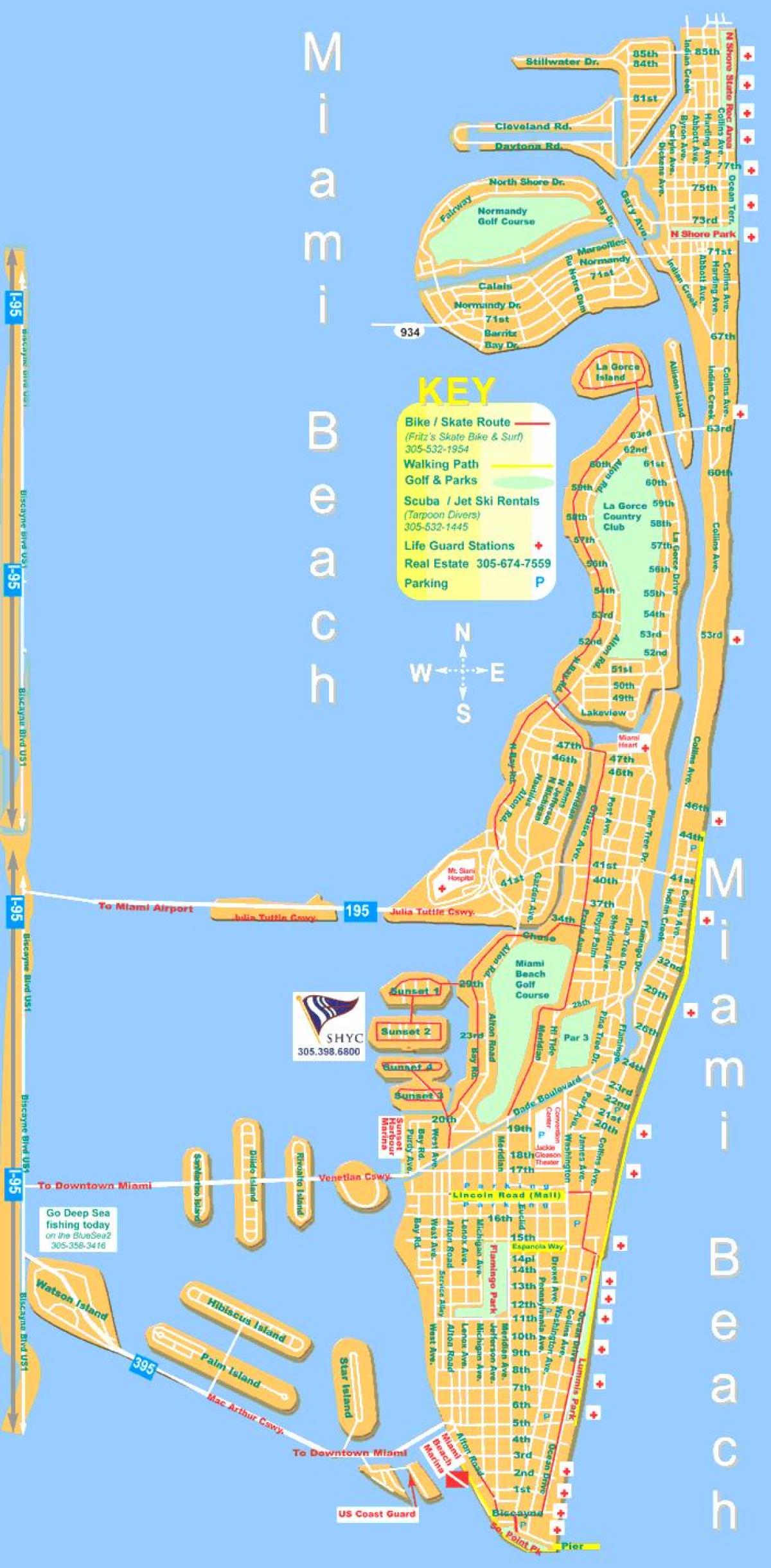 Miami beach-Karte - Karte von Miami beach (Florida - USA)