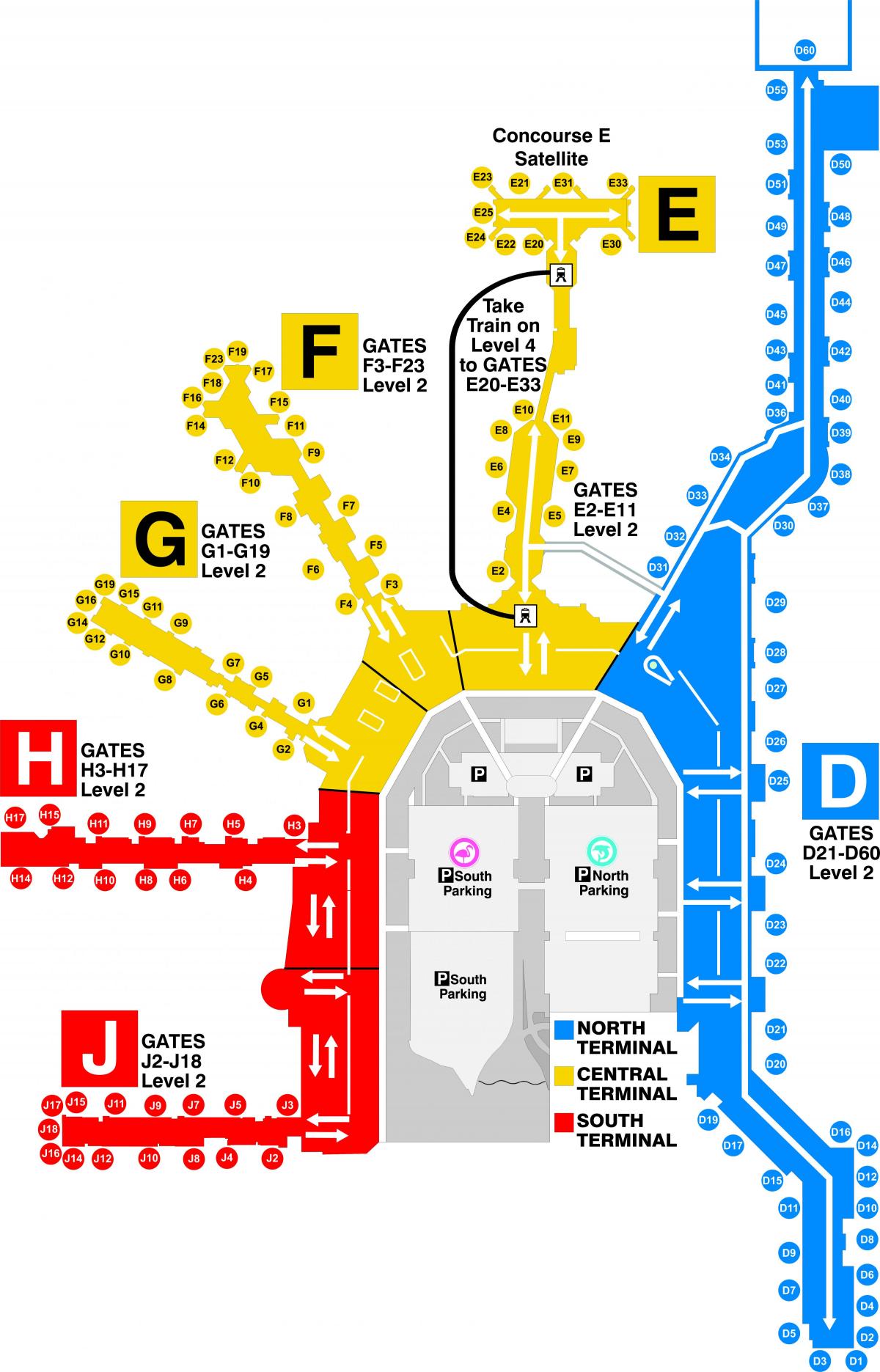 Miami Flughafen-terminal-Karte