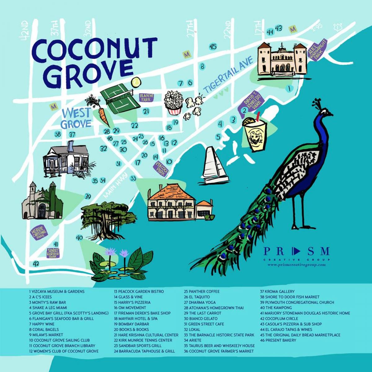 Karte von Coconut Grove Miami