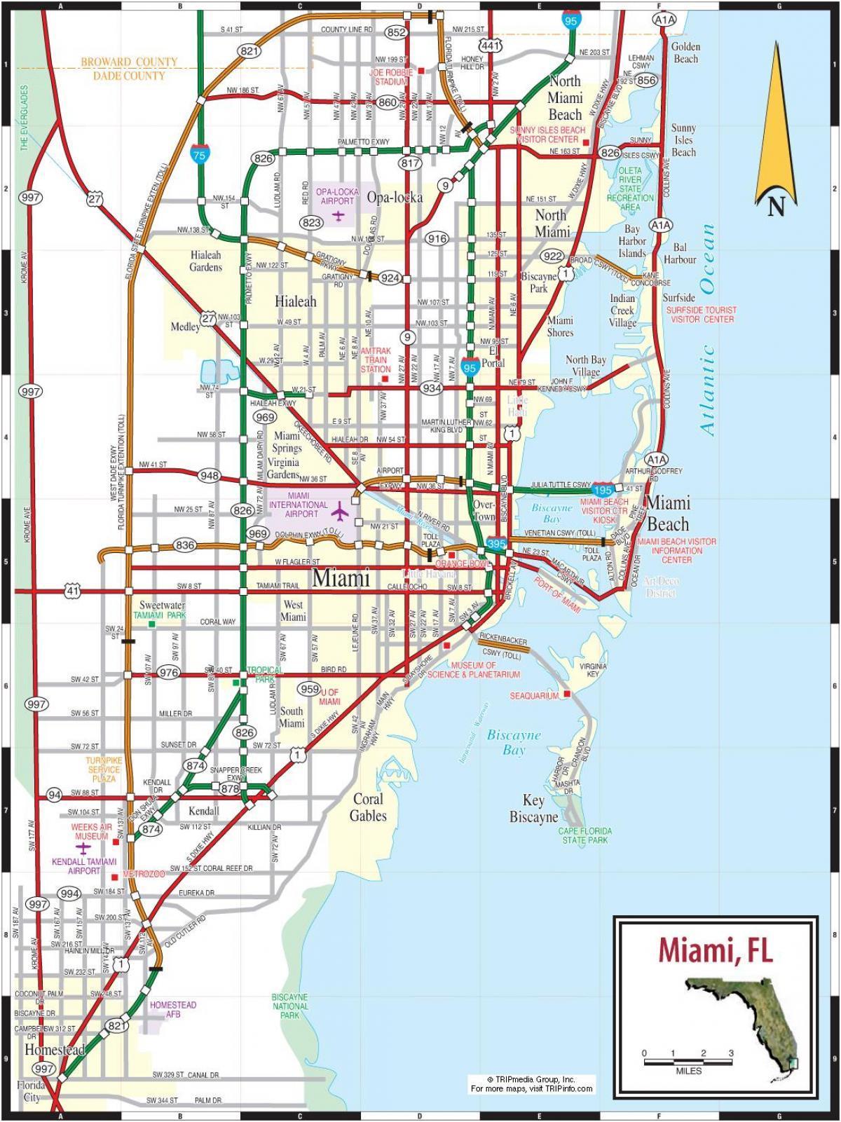 Mautstraßen in Miami Karte