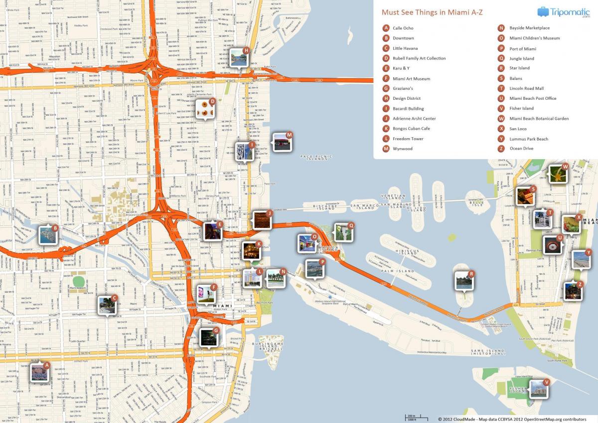 touristische Karte von Miami