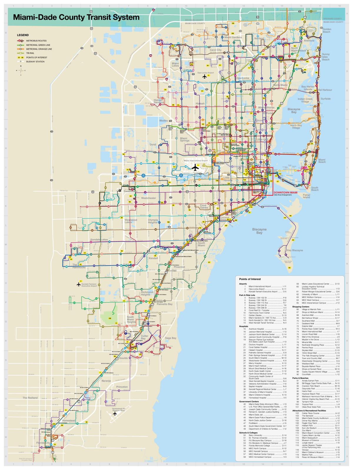 Miami öpnv-Karte