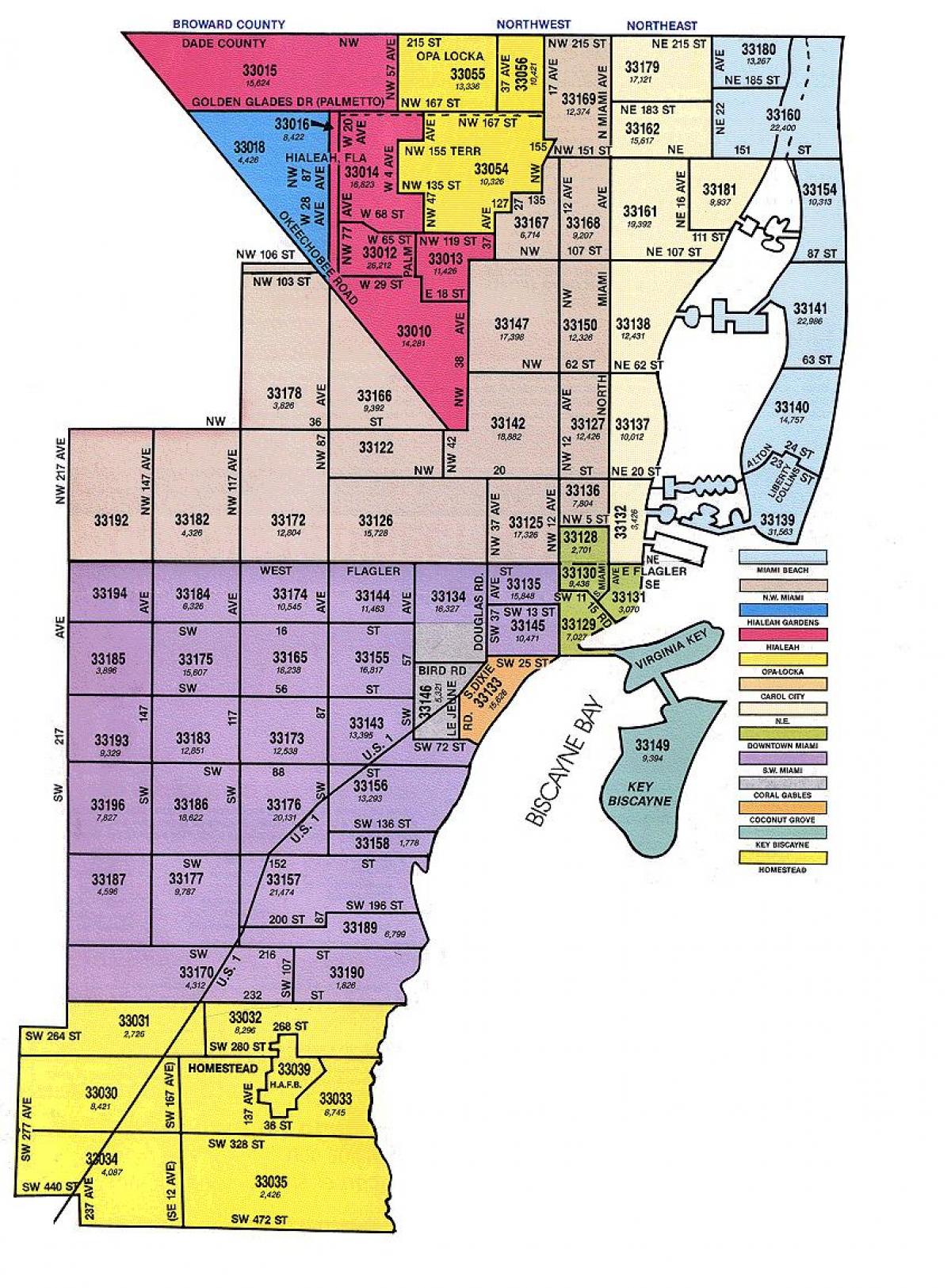 Miami Florida zip code map