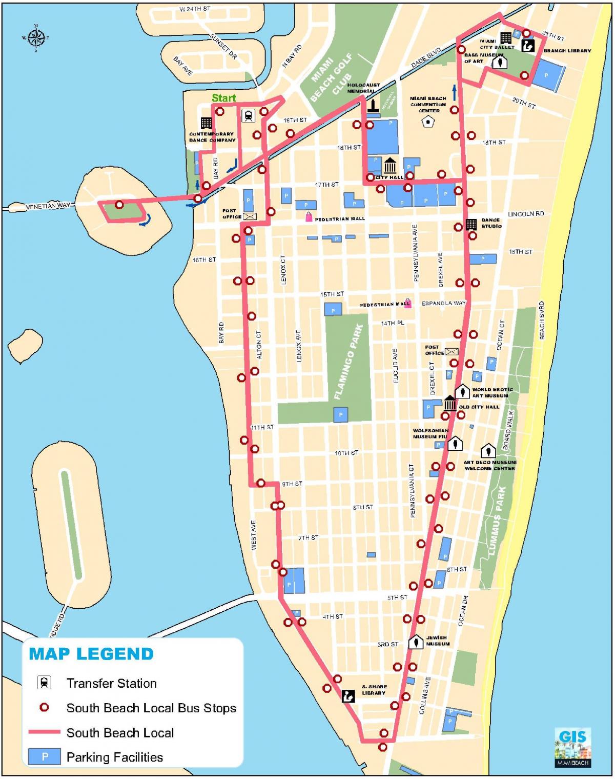Karte von south beach Miami